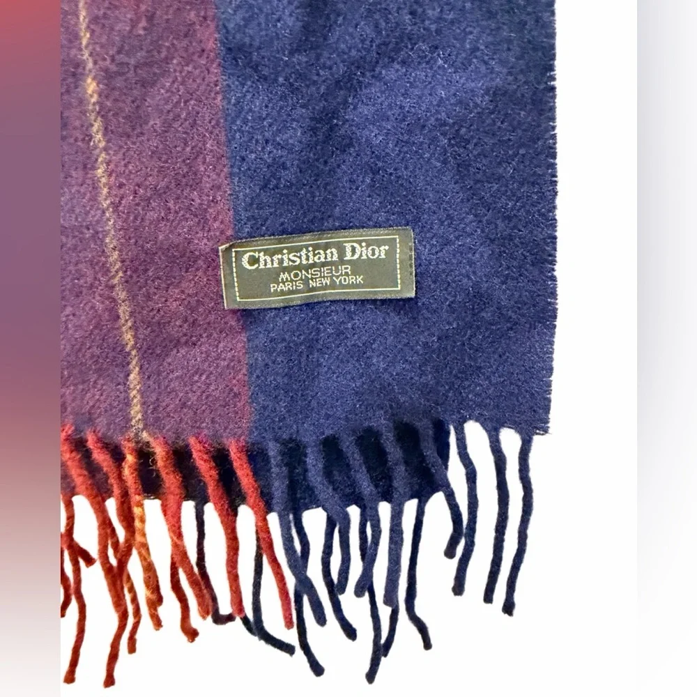 Vintage Christian Dior Monsieur Vintage Wool Plaid Scarf 80s–90s Paris New York